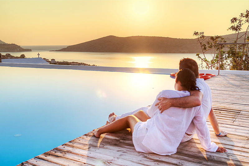 leisure Activity, outdoors, feeling, sunny, bonding, pier, lake, houses, heterosexual Couple, tranquility, togetherness, coast, romance, sitting, travel Destinations