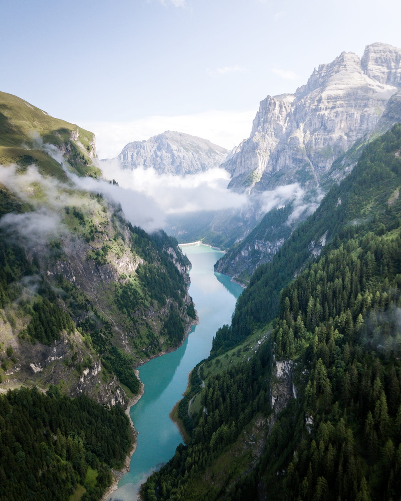 aerial, idyllic, tranquil scene, switzerland, river, travel, lake, beauty in nature, nature, green color, plant, aqua, scenics - nature, tree, non-urban scene
