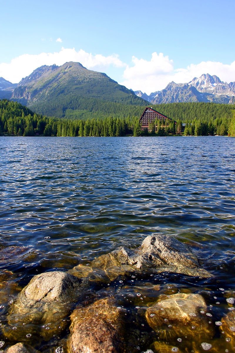 štrbské, rock, no people, summer, scenics - nature, mountain range, pleso, outdoors, mountain, waterfront, water, lake, cloud - sky, river, idyllic, 2K