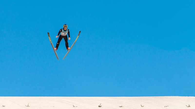 sunlight, day, lifestyles, mid-air, northernsavonia, Jumping, full length, bird, Skiing, clear sky, blue, one person, sunny, Finland, nature, holiday, freedom