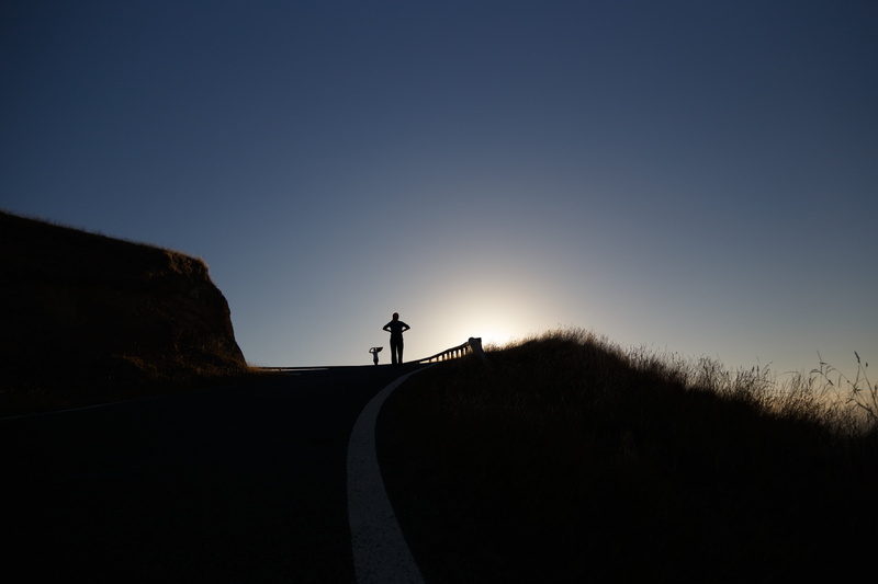hiking, sunset, uphill, 5K, sky, leisure activity, nature, silhouette, copy space, scenics - nature, adult, clear sky, road, outdoors, men, lifestyles