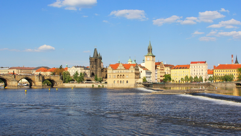 city, blue, river, steeple, water, built structure, historical, republic, guide, church, bridge, 5K, travel, building exterior, no people, history, government
