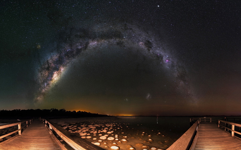 night, outdoors, star, sunset, lake, astronomy, stars, 4K, beauty in nature, sky, no people, wooden, forest, pier, Australia, brown, panoramas, tranquil scene