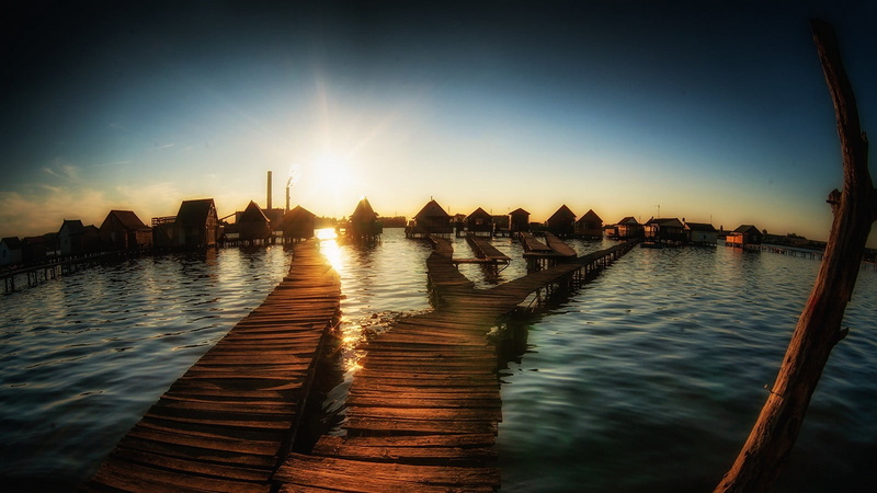 summer, pier, wooden, waterfront, water, landscape, transportation, skyscraper, two, nature, building exterior, sky, architecture, lake, built structure