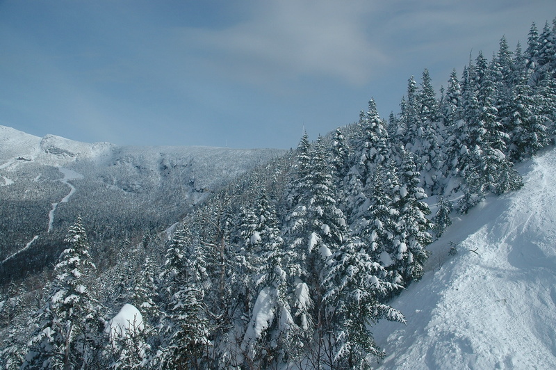 1080P, Stowe, winter, snow, Mount Mansfield, ate, forest, mountains, Vermont, trees
