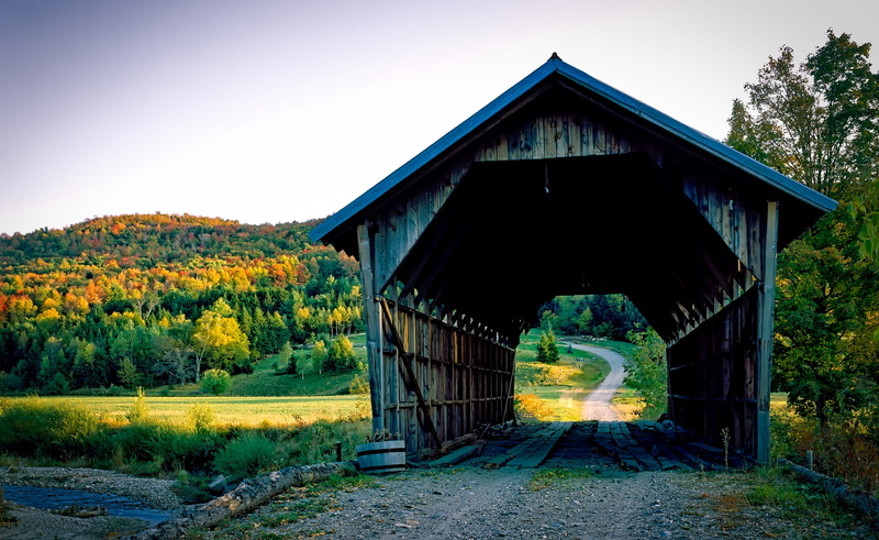 gray, vermont, outdoors, day, daytime, architecture, countryside, bridge - man made structure, hills, 1080P, land, forest, sky, trees, plant, building