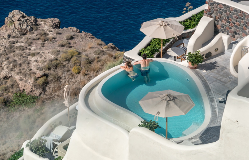 touristic, greece, santorini, building, no people, famous, mediterranean, sky, leisure, landscape, tranquil scene, land, pool, luxury, person, greek, village
