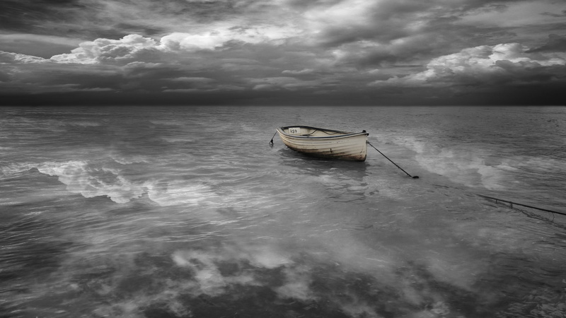 2K, hd, nature, boat, reflection, rowboat, ocean