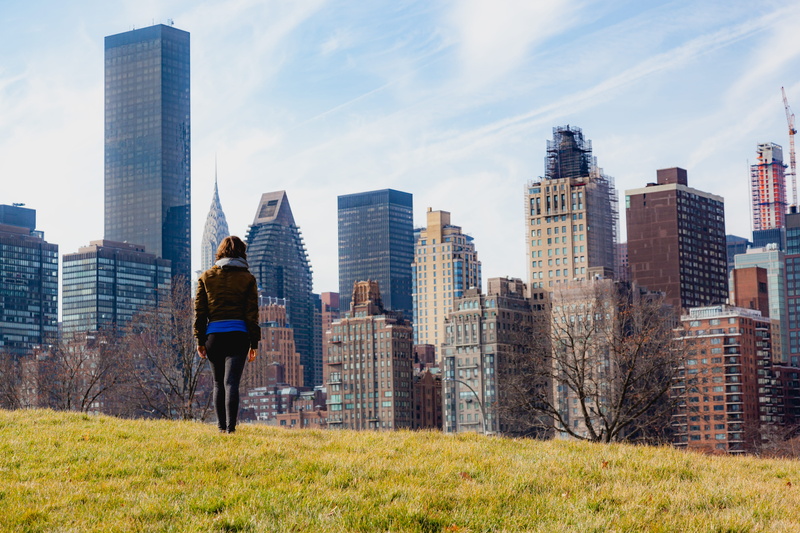 trees, building exterior, full length, new york city, united states, financial district, building, modern, leaves, architecture, girl, outdoors, day, woman