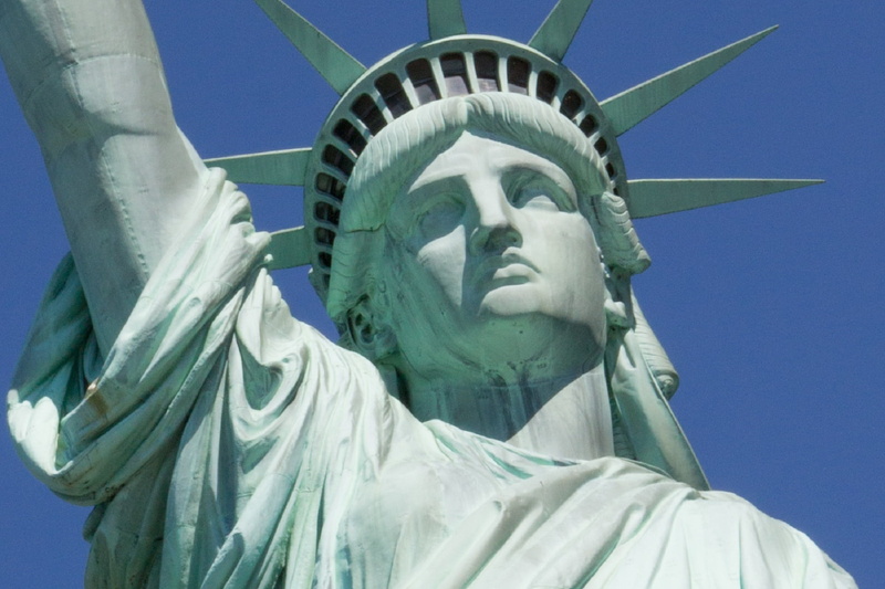 new, liberty Island, statue of Liberty, female likeness, manhattan - New York City, blue, symbol, clear sky, monument, uSA, dom, democracy, freedom, attraction