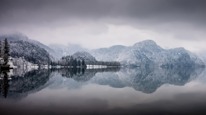 1080P, beauty in nature, winter, scenics - nature, day, non-urban scene, Lake Kochel, Germany, sky, water, nature, waterfront, no people, reflection lake