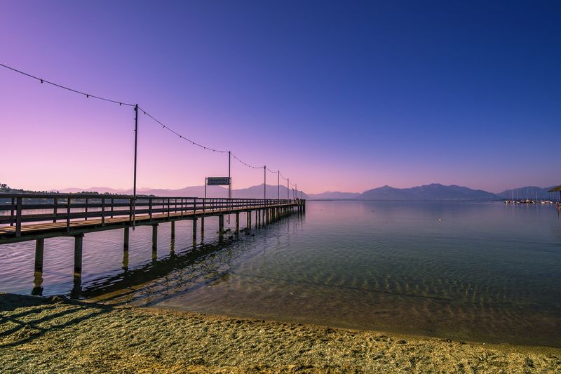 sky, boardwalk, clear sky, bridge - man made structure, nature, tranquil scene, scenics - nature, 5K, Chiemsee, bridge, built structure, beauty in nature