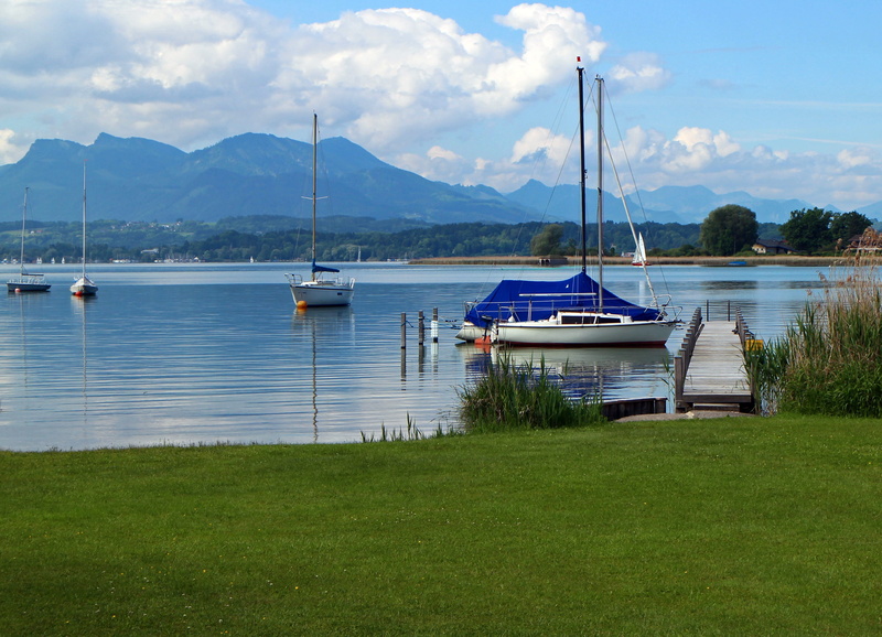 plant, boat, sky, harbor, Ships, scenics - nature, mast, outdoors, mountain, sailboat, mode of transport, summer, mode of transportation, breitbrunn, pole