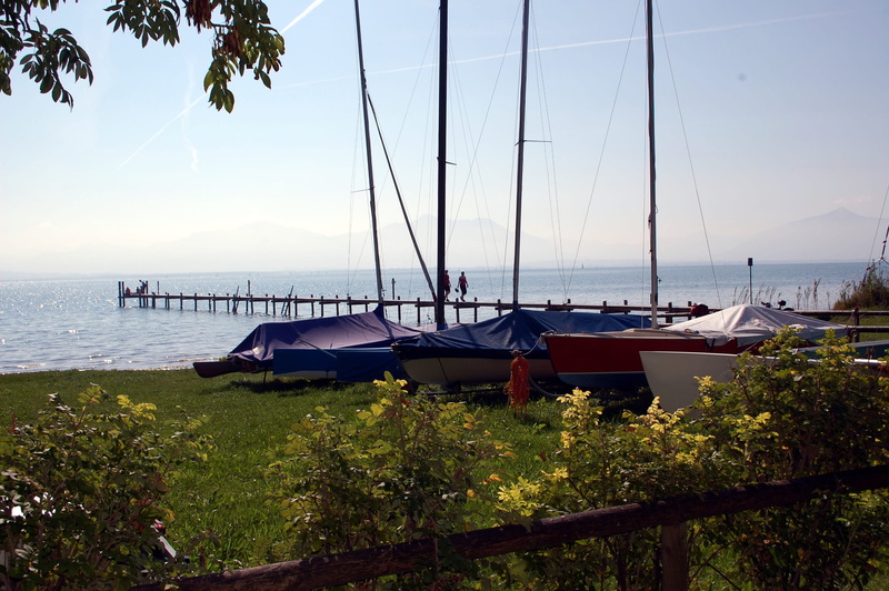 sea, transportation, chiemsee, moored, no people, sailboat, nautical vessel, tranquility, scenics - nature, boat, pier, day, sky, sea bridge, nature, coast