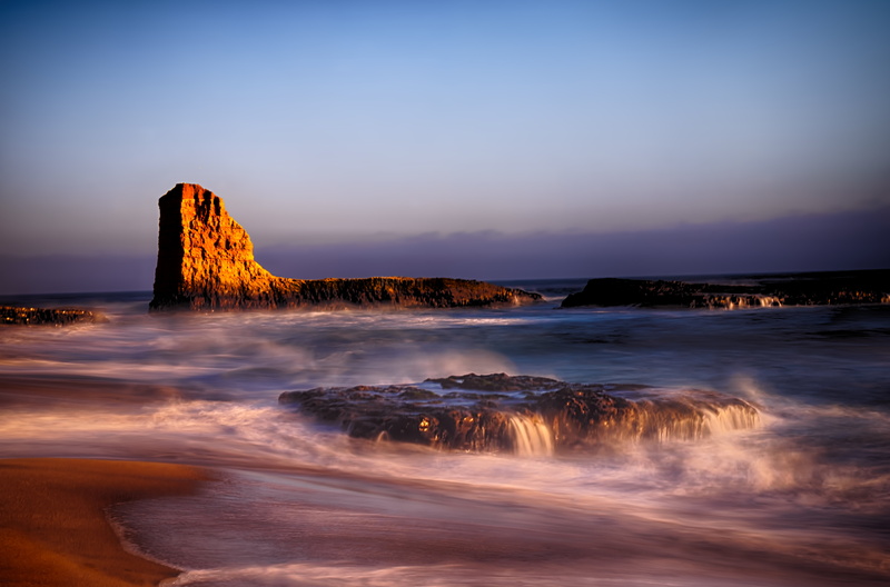 lapse, scenics, sunset, body, time, coastline, sky, sea, rock, Seashore, blue, body of water, water, rock formation, dusk, rock - Object, photography, Santa Cruz