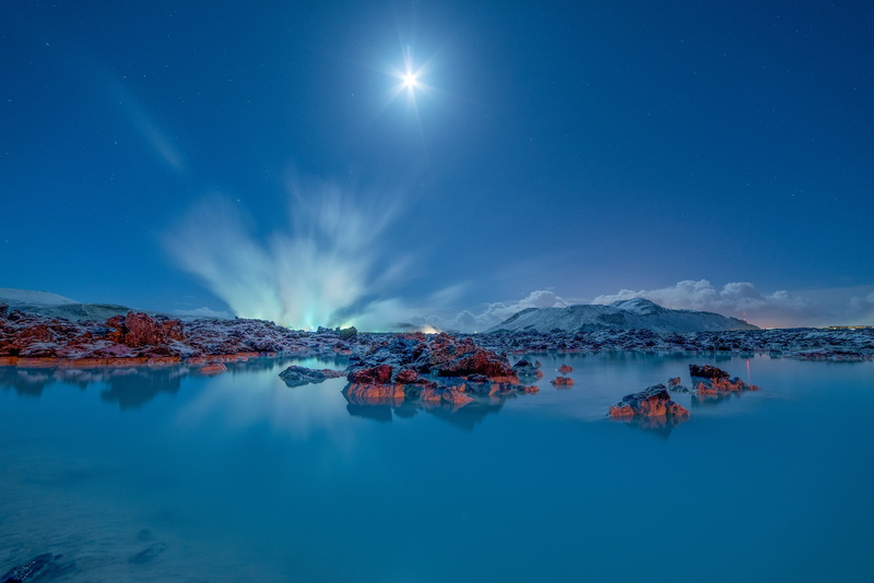 Moonlight, Blue Lagoon, Iceland, 4K, 2K