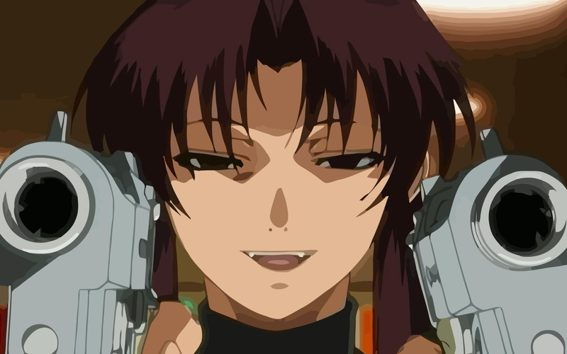 black lagoon, mask, craft, characters, disguise, brunette, looking, revy, 1080P, females, shape, girl, illustration, no people, one Person