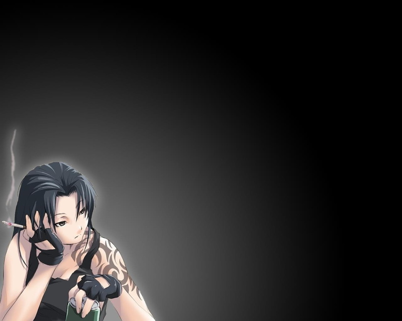black lagoon revy, black background, females, sadness, hairstyle, 720P, fear, portrait, human face, one person, mask, studio shot, copy space, human body part