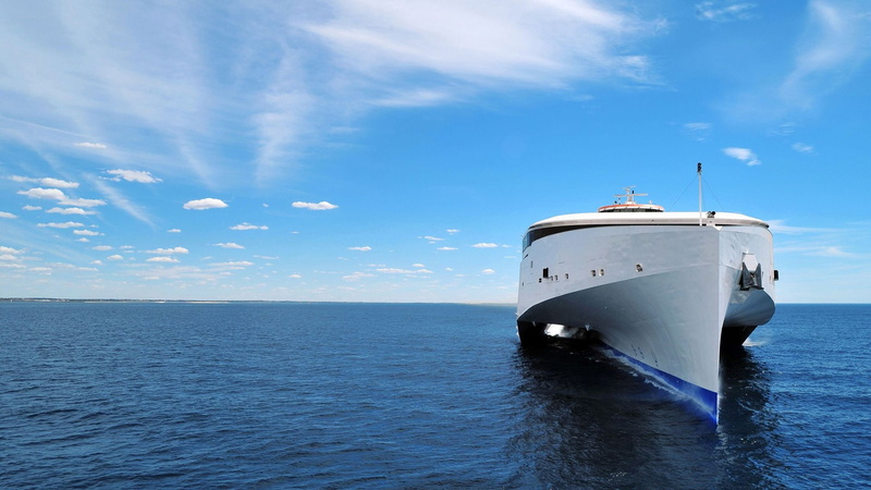 1080P, sky, hd, blue, clouds, catamaran, ferry, sea