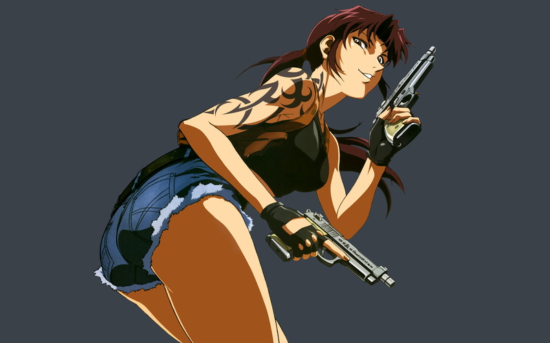 Revy, Black Lagoon, jean shorts, anime girls, anime, 1080P