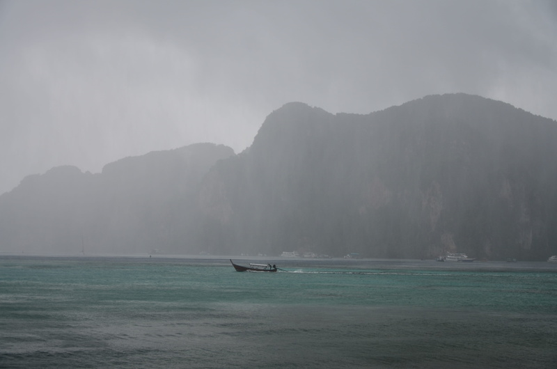 sea, day, boat, nature, outdoors, no people, non-urban scene, ko phi phi don, beauty in nature, scenics - nature, 4K, tranquility, mountain range, thailand