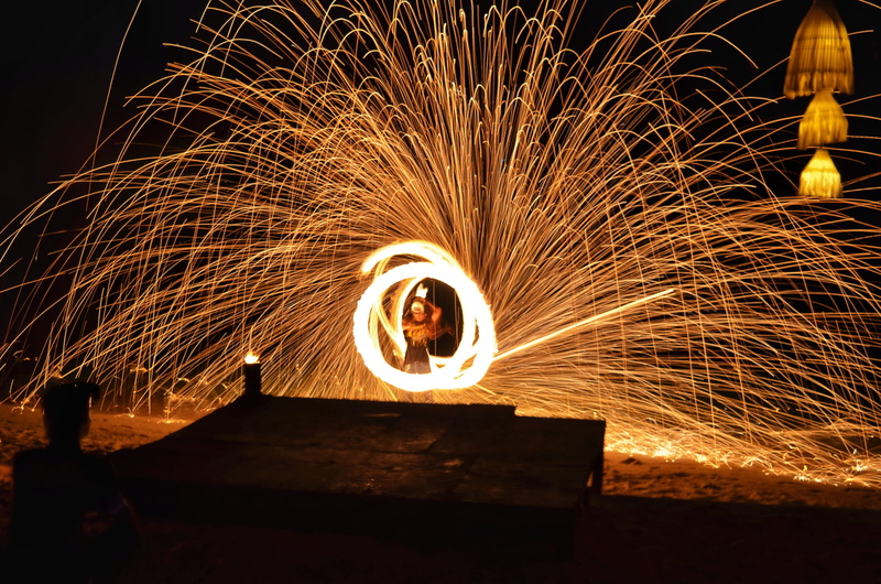 firework, thailand, 4K, fire - natural phenomenon, illuminated, orange color, blurred motion, real people, fireshow, ao nang, glowing, heat - temperature