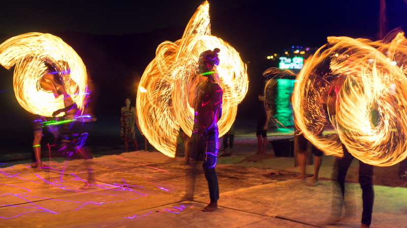 koh phi phi, fire spinning, performance, glowing, full length, phi phi island, long exposure, dark, 5K, speed, standing, leisure activity, spinning, skill
