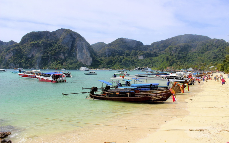 phi, boat, 2K, long, koh, thailand, beach