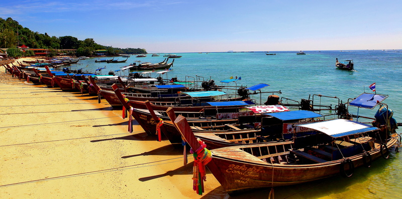 scenics - nature, swimming, sea, koh phi phi, fishing, outdoors, james bond, water taxi, nature, no people, rowboat, water, beauty in nature, fishing boat