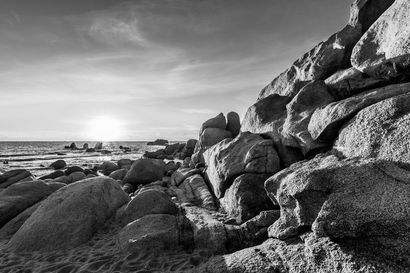 white, monochrome, rock - object, coast, 4K, landscape, scenics - nature, nature, beach, rock formation, sky, beauty in nature, tranquil scene, rock, non-urban scene