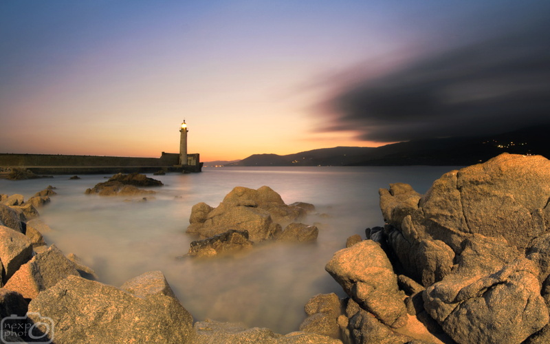 1080P, nature, sea, clouds, Corsica, sky, landscape, sunset, rock, lighthouse, water