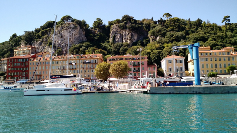 scenery, mode of transportation, landscape, sky, water, clear sky, port, luxury, corsica, plant, yacht, incidental people, sailboat, waterfront, day, outdoors