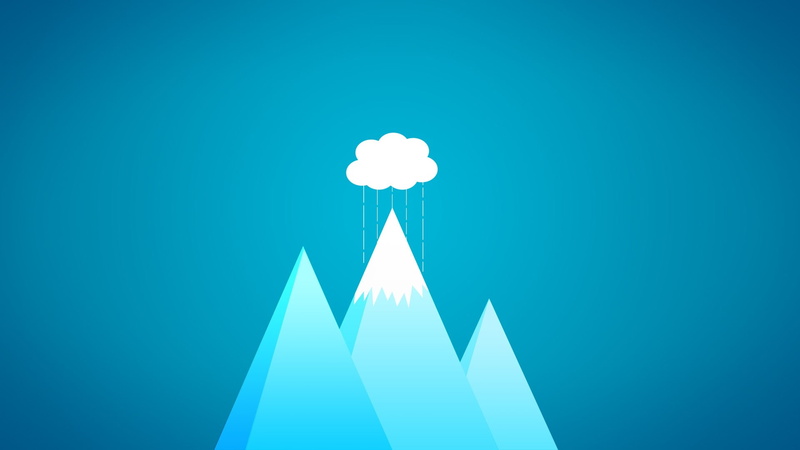 digital art, mountain, rain, clouds, 1080P, Blue Background, minimalism, 3d, pyramid