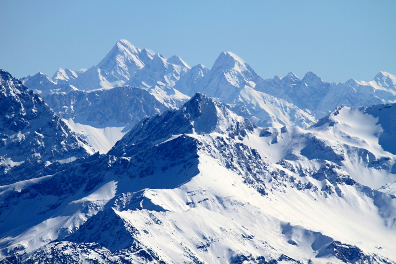 alpine, summit pyramid, six, covered, white color, switzerland, cold temperature, winter, vision, nature, partly cloudy, day, sky, viewpoint, country, landscape