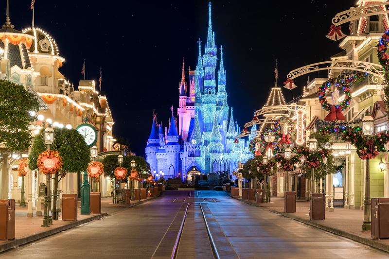 CA, 1080P, night, lights, Park, Disneyland, home, USA, Anaheim, street