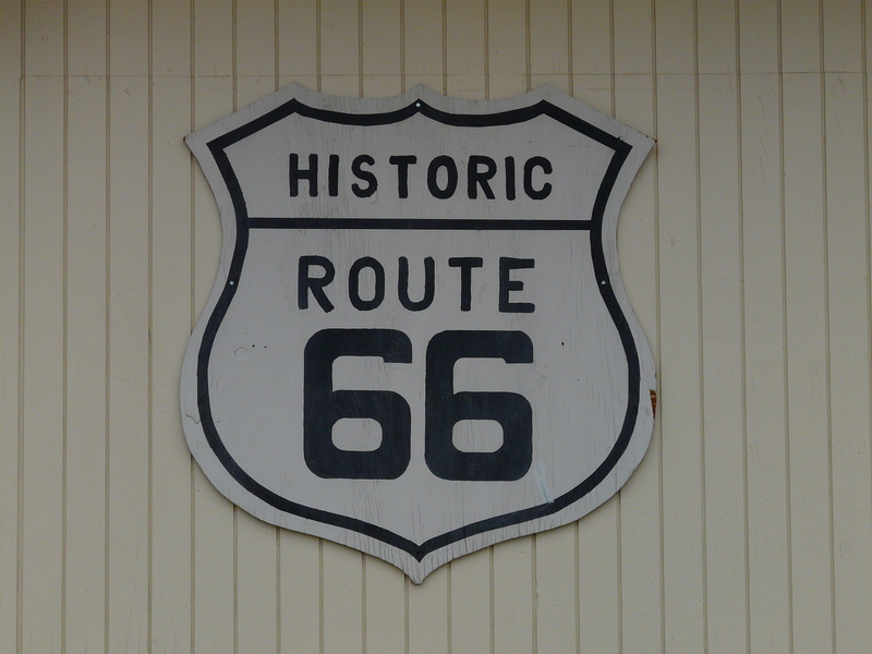 Road, information sign, americas mainstreet, Plaque, warning sign, black color, message, number, wall - building feature, closed, close-up, Route 66, information