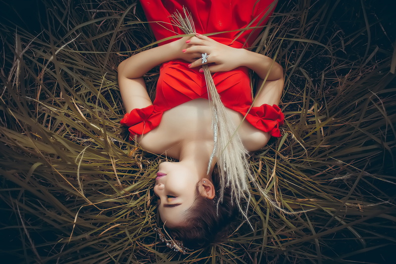 glamour, summer, green, sleepingbeauty, elegance, adult, 4K, laying the grass, woman, sleeping, femalw, outdoors, portrait, young Adult, nature, sensuality