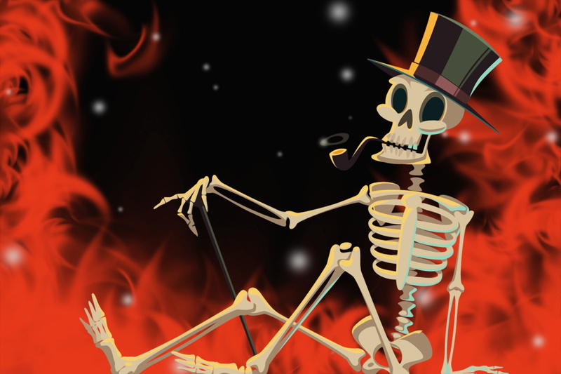 skeleton, 1080P, helloween, fire, Halloween
