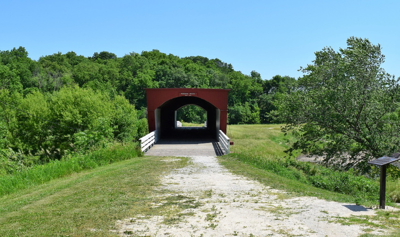 day, plant, no people, bridge - man made structure, Bridges Of Madison County, sky, built structure, bridge in iowa, covered, bridge, forest, nature, green color