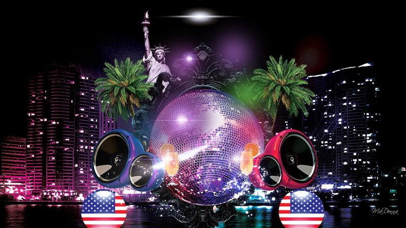 1080P, independence day, celebrate, water, speakers, buildings, bright, united states, fireworks, 4th of july