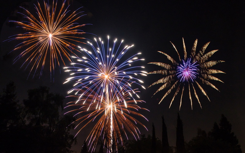 July, Fireworks, night, 4th, New Year, Fourth, 1080P