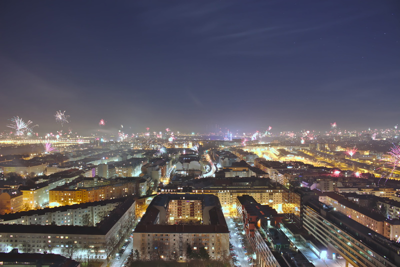 transportation, office building exterior, cityscape, vienna, building, höchstädtplatz, residential district, modern, city life, new year, glowing, 5K