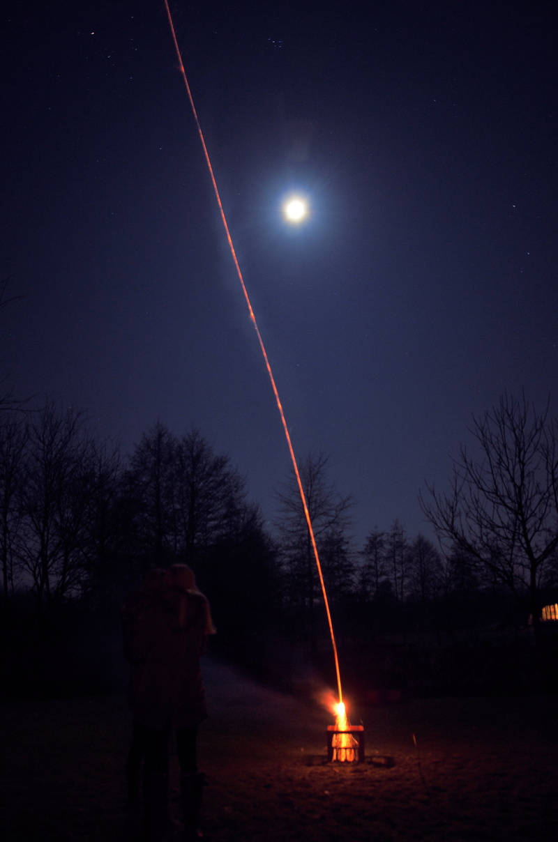 rocket, moon, illuminated, fire, motion, outdoors, space, star - space, men, standing, glowing, night, lighting equipment, friends, silvester, sky, full length