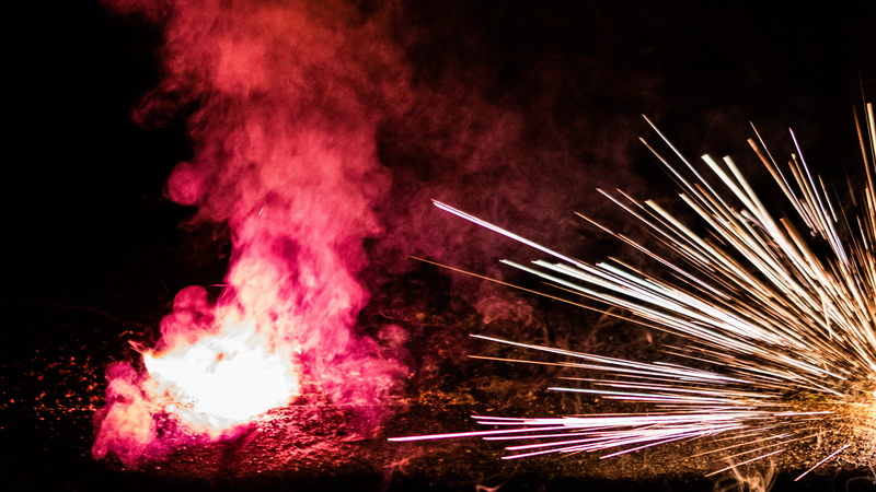 smoke - physical structure, outdoors, indoors, burning, fire, lighting, blurred motion, household equipment, fireworks, fireworls, purple, night