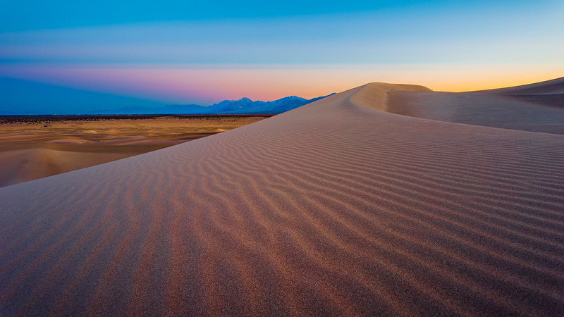 sand, land, no people, pattern, sunset, desert, tranquil scene, environment, morning, scenics - nature, landscape, horizon, dune, wave pattern, beauty in nature