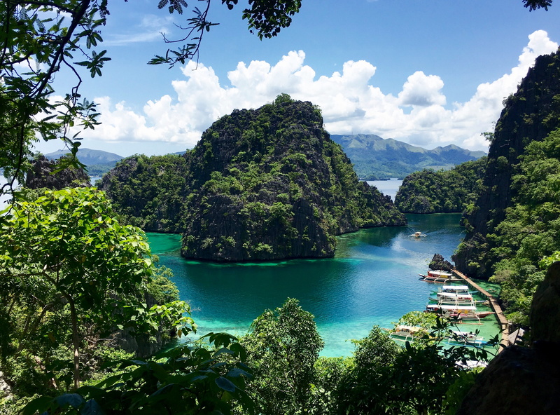 water, nautical vessel, kayangan lake, mountains, cloud - sky, beauty in nature, island, green color, tranquility, 2K, tranquil scene, tree, scenics - nature