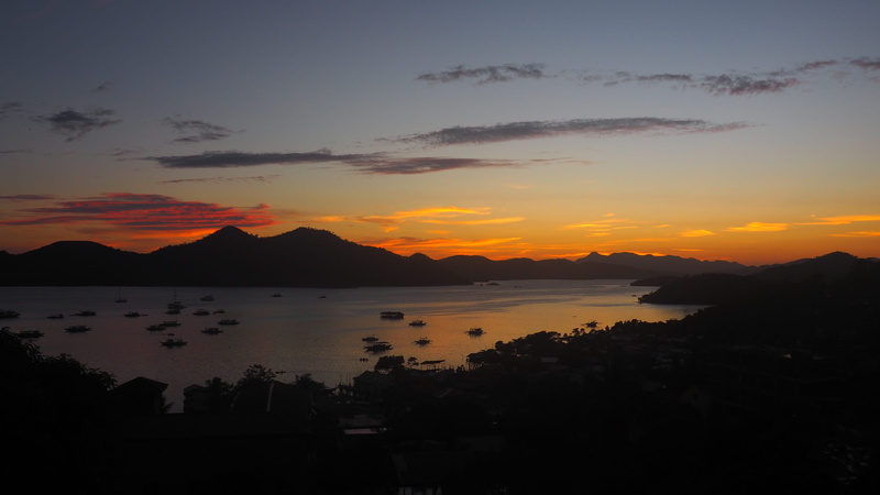 4K, sunset, mountain range, coron island, orange color, non-urban scene, sundowner, idyllic, reflection, tranquil scene, sea, water, harbour, mountain