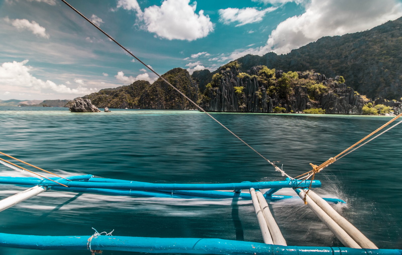mode of transportation, 4K, no people, coron, sea, beauty in nature, rope, sky, water, scenics - nature, sailboat, nature, mountain, boat, nautical vessel
