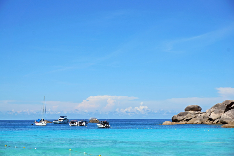 Ship, tranquil scene, day, outdoors, blue, sky, bay, no people, tranquility, Similan Islands, 4K, mode of transportation, rock, beauty in nature, Thailand