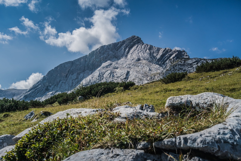 beauty in nature, outdoors, environment, top, bavaria, snowcapped mountain, alpine, landscape, tranquility, cloud - sky, grass, rock - object, snow, above